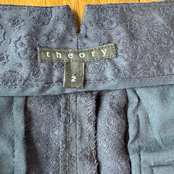 Theory Lynie Jacquard Shorts Low Rise Chino Style Mini Short Size 2 Blue - Picture 3 of 11